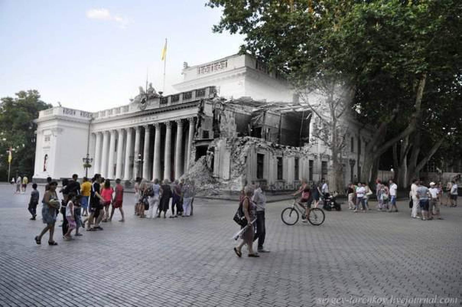 Одесса-1944 и современная Южная Пальмира на фотоколлажах