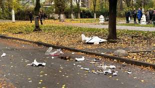 Road damaged in Odesa region as a result of daytime Russian attack