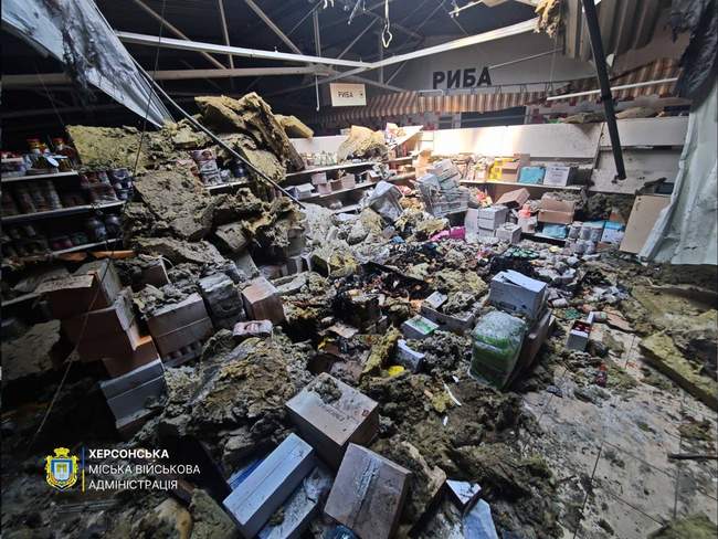 A grocery store after a drone strike in Kherson