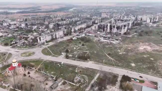 Зруйновані Олешки. СКРИНШОТ: Відео 34 бригади Морської Піхоти