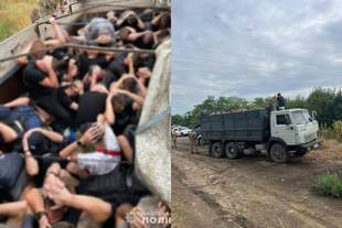 Антирекорд на Одещині: прикордонники показали момент затримання КамАЗа, переповненого чоловіками
