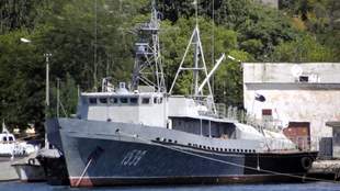 Occupants put a military boat for sale in Sevastopol