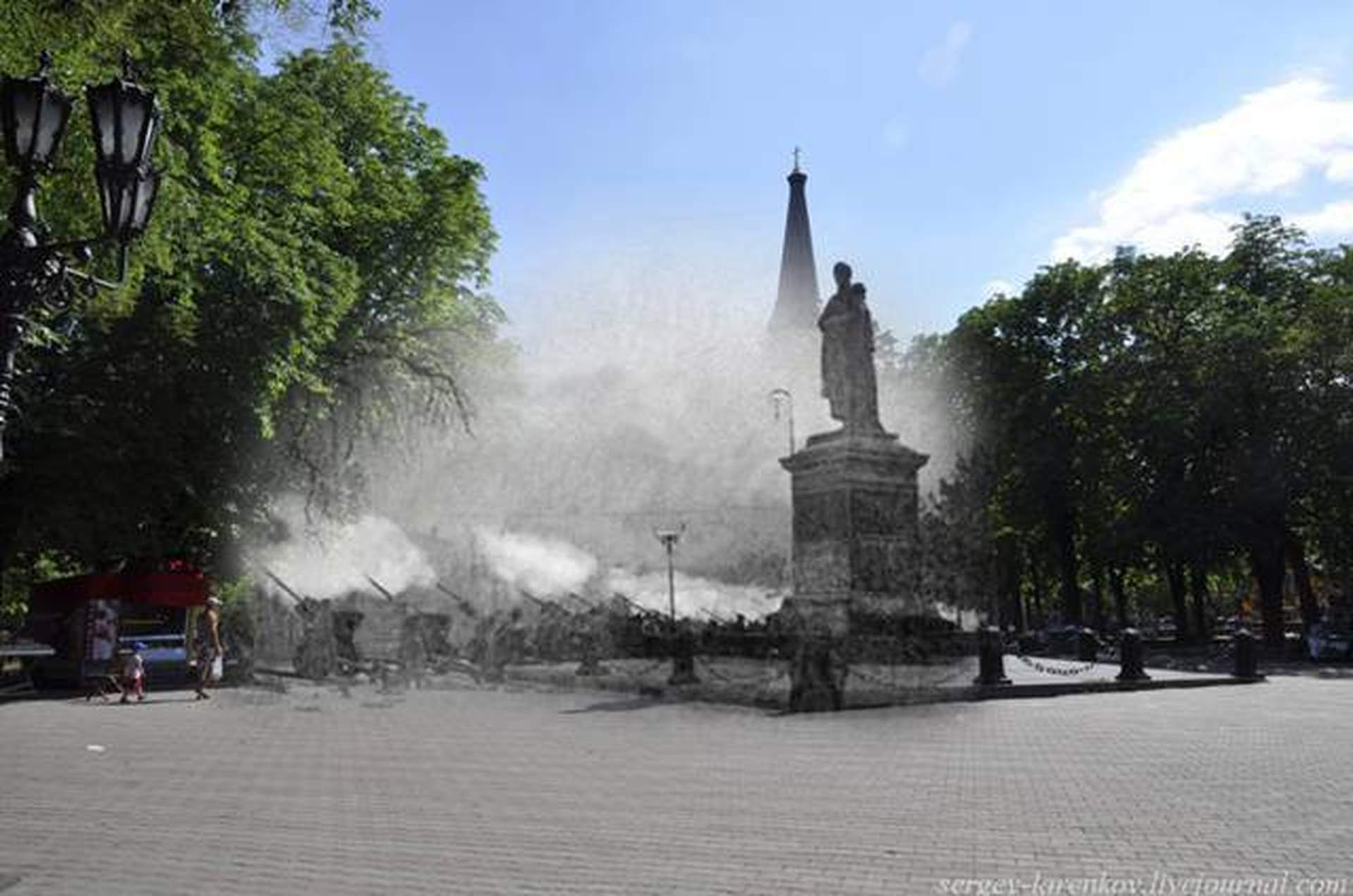 Одесса-1944 и современная Южная Пальмира на фотоколлажах