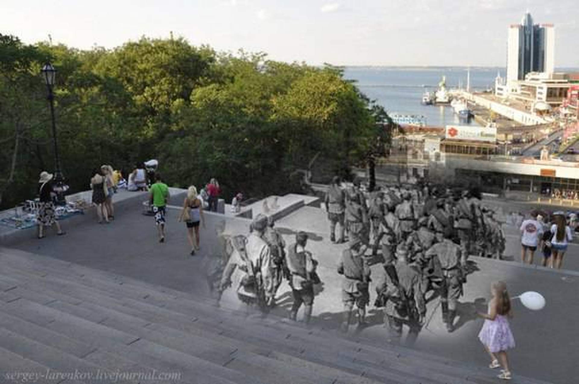 Одесса-1944 и современная Южная Пальмира на фотоколлажах