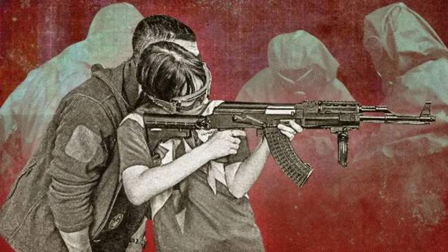 Мілітаризація дітей. ІЛЮСТРАЦІЯ: bbc.com