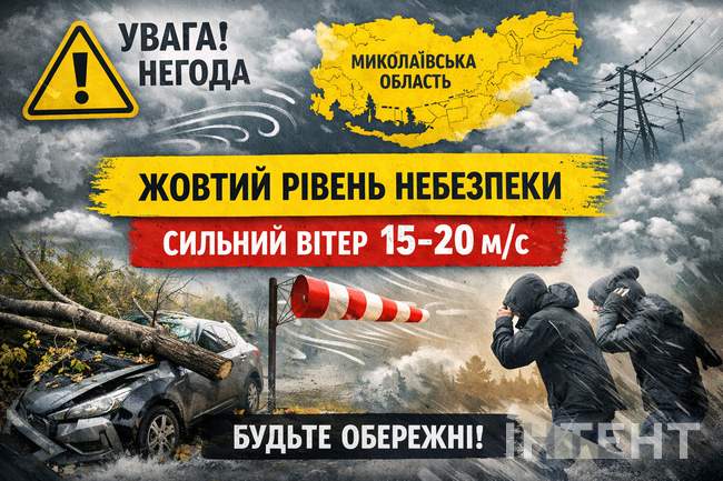 Сильний вітер накриє Миколаївщину