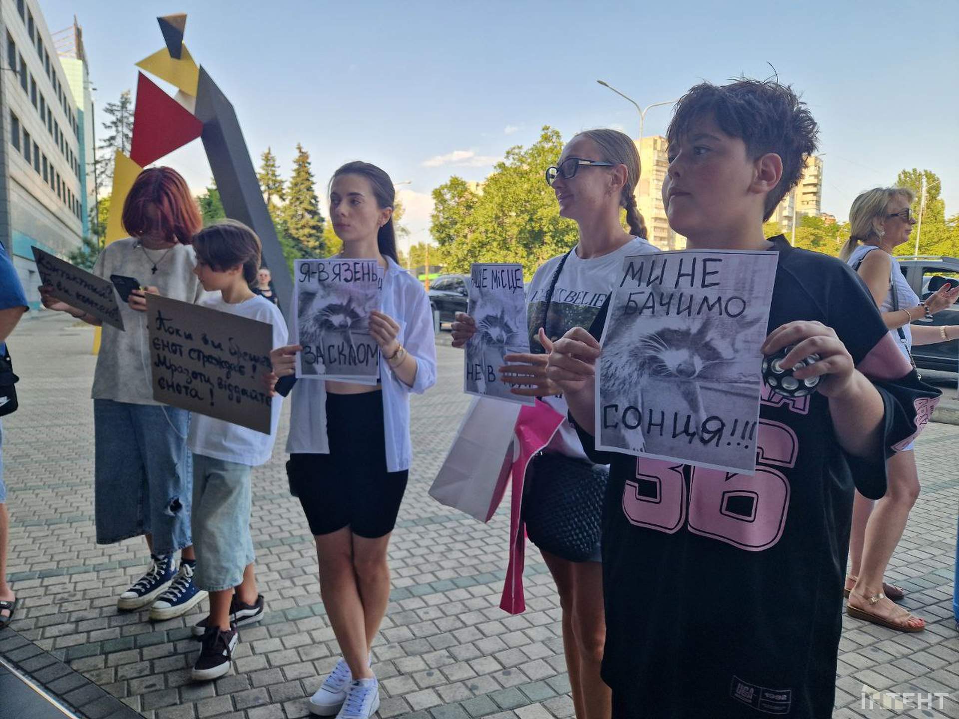 Одесити влаштували акцію протесту з вимогою врятувати єнота з контактного зоопарку