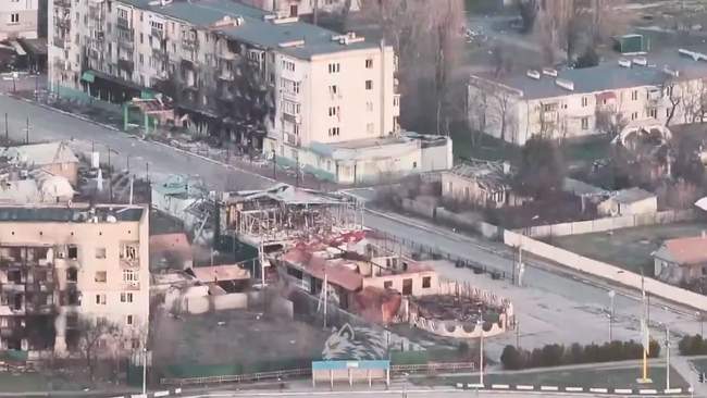 Зруйновані Олешки. СКРИНШОТ: Відео 34 бригади Морської Піхоти