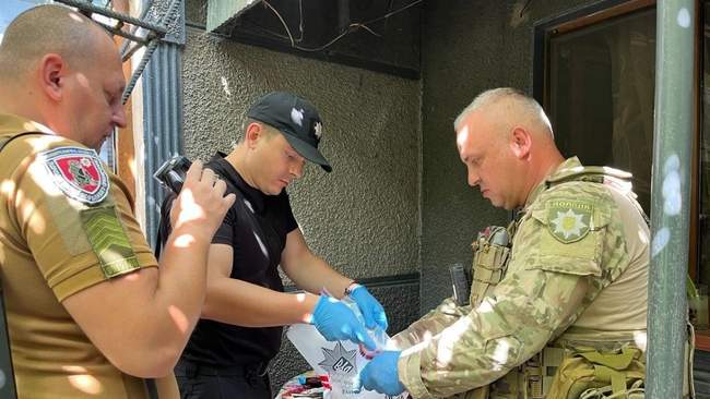 Police seize physical evidence. PHOTO: National Police of Ukraine in Odesa region
