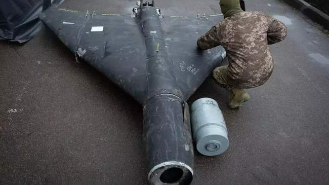 A soldier near a downed UAV. PHOTO: Efrem Lukatsky