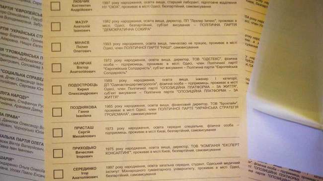 В Одесі на одній з дільниць забули проставити штамп «Вибув» навпроти одного з кандидатів