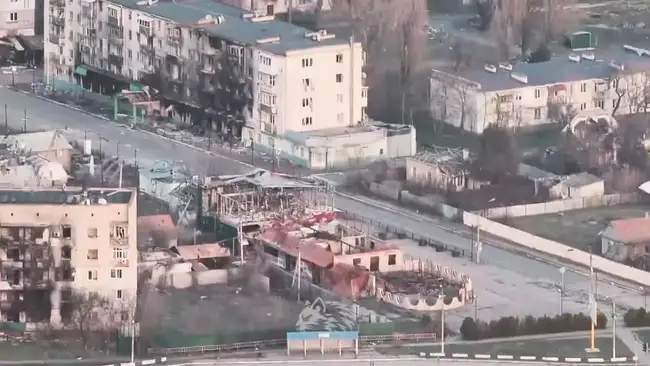 Зруйновані Олешки. Скриншот: Відео 34 бригади Морської Піхоти