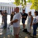 Протест під будівлею мерії через знесення друкарні Фесенка